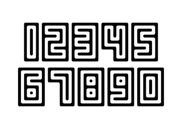 Ensemble de nombres avec des éléments de conception de typographie noir et blanc.