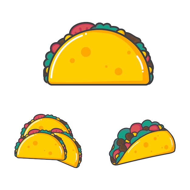 Vecteur ensemble de nourriture mexicaine taco illustration vectorielle dans un style design plat