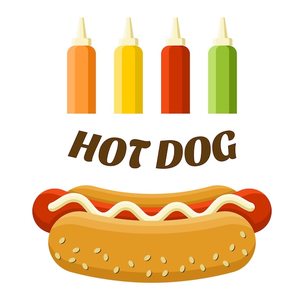 Ensemble De Nourriture De Rue Hot-dog Image Vectorielle Colorée