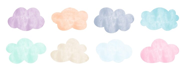 Vecteur ensemble de nuages aquarelles