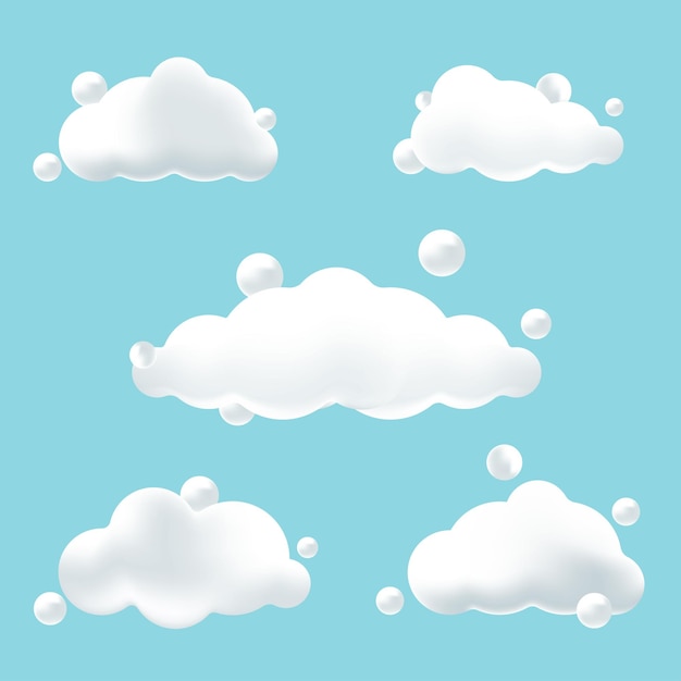ensemble de nuages blancs réalistes éléments de conception supplémentaires du ciel