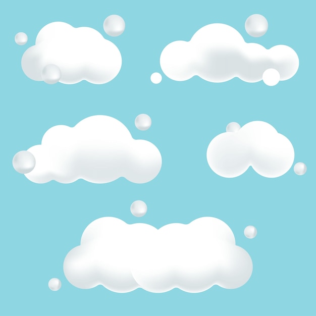 ensemble de nuages blancs réalistes éléments de conception supplémentaires du ciel