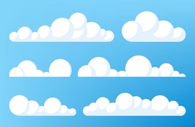 Ensemble de nuages de ciel bleu forme de nuage d'icône de nuage Ensemble de différents nuages Collection d'icônes de nuages forme d'étiquette symbole élément graphique vecteur élément de conception vectoriel pour le logo web et l'impression