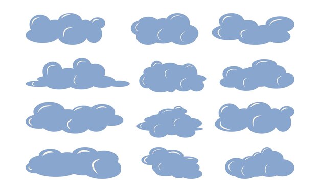 Vecteur ensemble de nuages de formes différentes avec des points forts