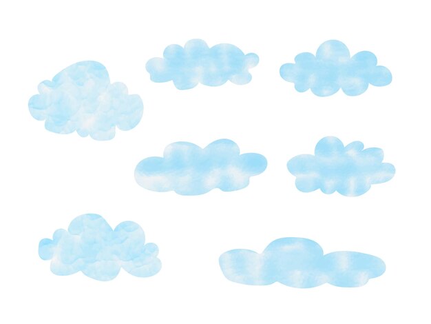 Un ensemble de nuages avec de la peinture bleue dessus