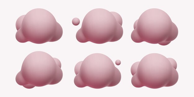 ensemble de nuages réalistes 3d blancs roses isolés illustration vectorielle de nuages moelleux de dessin animé rond doux