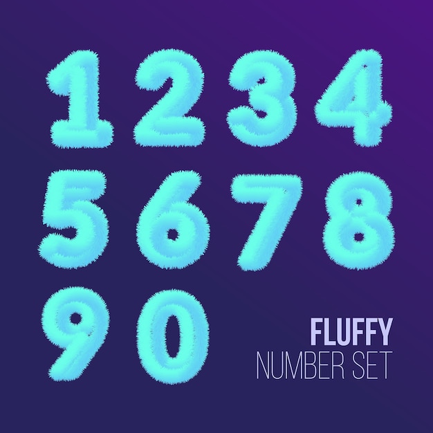 Vecteur ensemble de numéros fluffy