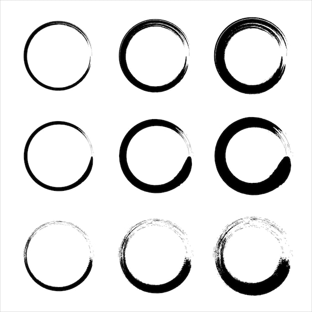 Ensemble d'objets dessinés à la main Ellipses vectorielles noires Idéal pour les conceptions d'étiquettes vintage