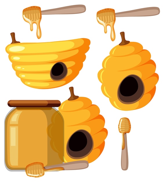 Vecteur ensemble d'objets de miel