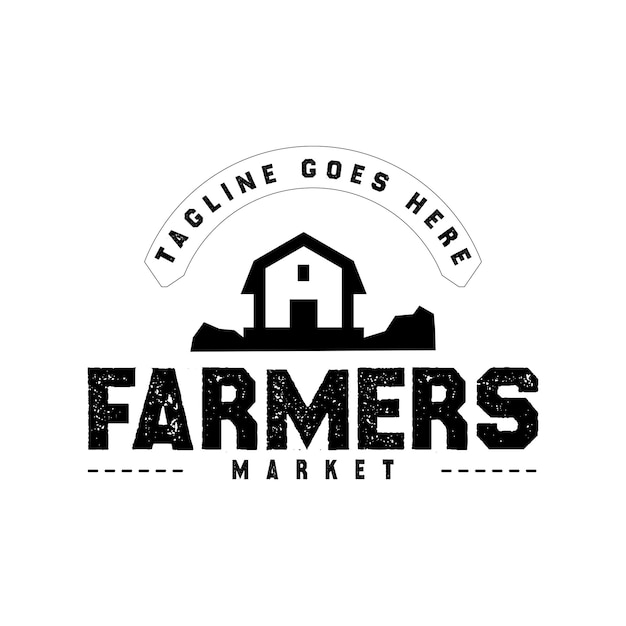 Vecteur ensemble d'objets vectoriels de modèle de logo de marché d'agriculteurs logotypes ou conceptions de badges