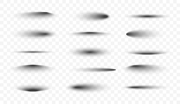 Ensemble d'ombres réalistes sur fond transparent Ombres ovales et rondes