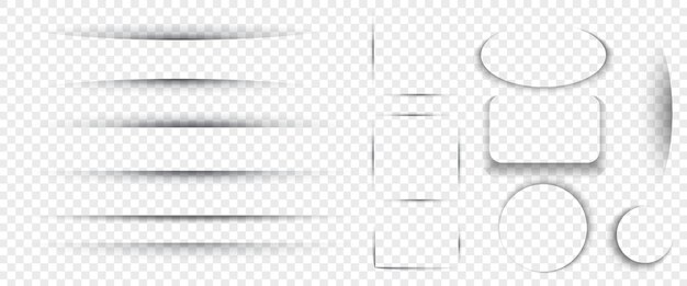 Un ensemble d'ombres vectorielles réalistes rectangle carré cercle ovale et autres formes d'ombres