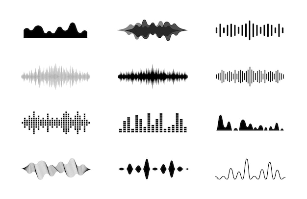 Vecteur ensemble d'ondes sonores égaliseur sonore moderne icônes d'ondes radio