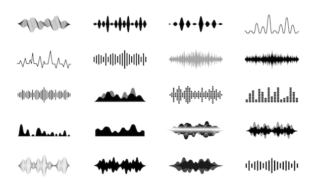 Ensemble d'ondes sonores Égaliseur sonore moderne Icônes d'ondes radio