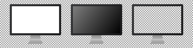 Ensemble d'ordinateur de bureau réaliste. Ordinateur de bureau avec écran vide. isolé sur fond transparent. Illustration réaliste.