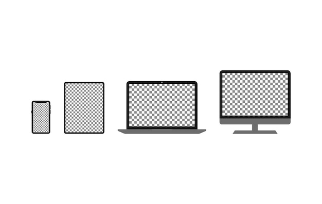Vecteur ensemble d'ordinateurs portables et de tablettes d'ordinateur smarthphone dans un modèle de conception de style vectoriel plat