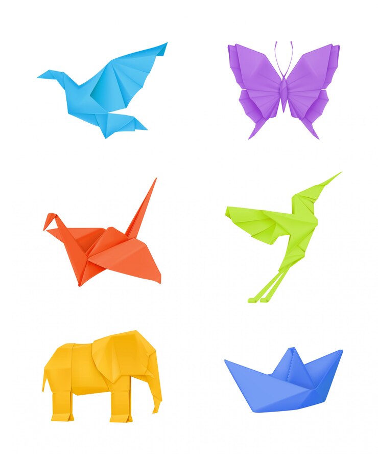 Vecteur ensemble origami, multicolore