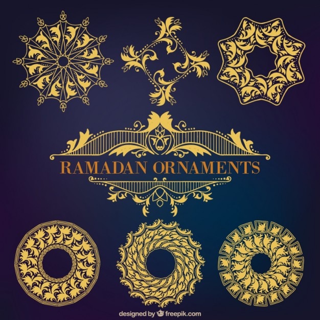 Vecteur ensemble d'ornements d'or ramadan