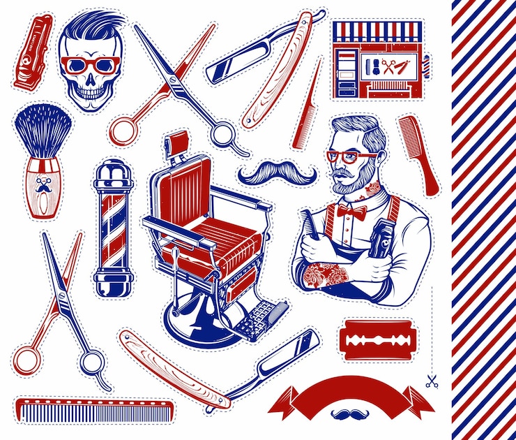 Vecteur ensemble d'outils de coiffeur