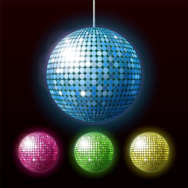 Vecteur ensemble d'outils de fête de danse de boîte de nuit de boule disco