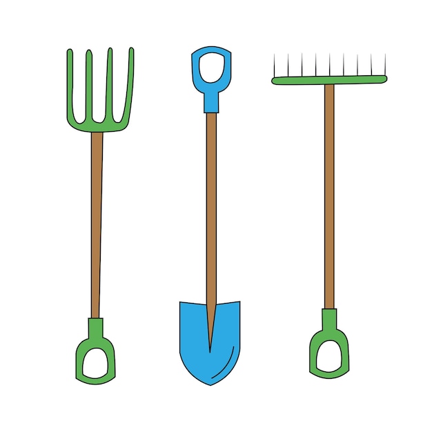 Vecteur ensemble d'outils de jardin