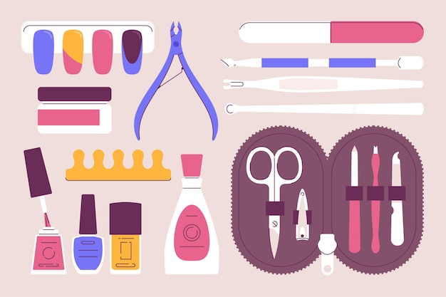 Ensemble d'outils de manucure illustré