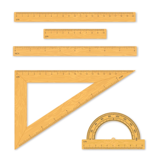 Ensemble D'outils De Mesure. Règles, Triangles, Rapporteur.