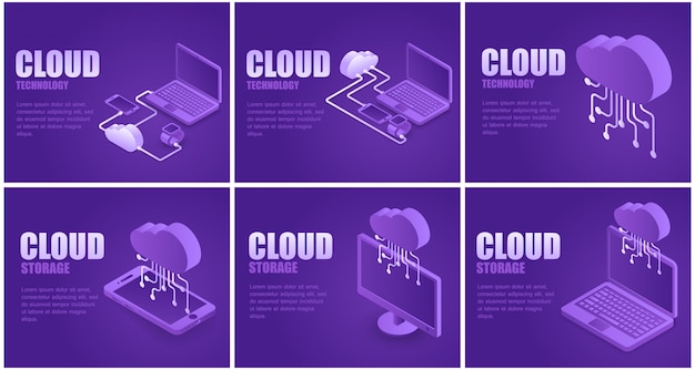 Ensemble De Pages D'atterrissage De Stockage En Nuage