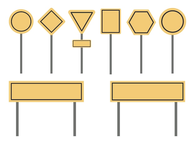 Vecteur un ensemble de panneaux routiers sans inscriptions isolés sur fond blanc illustration vectorielle