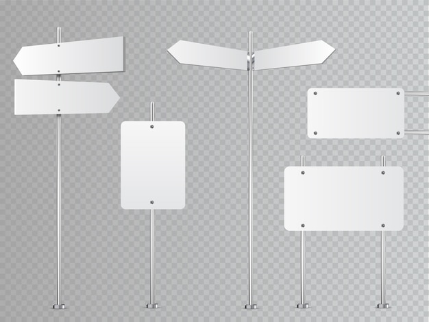Vecteur ensemble de panneaux routiers vierges isolé sur fond transparent.