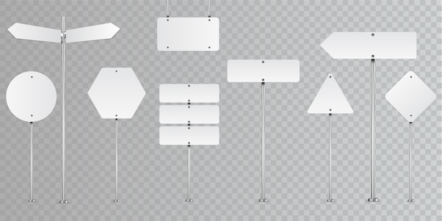 Ensemble De Panneaux Routiers Vierges Isolé Sur Transparent.