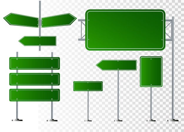 Vecteur ensemble de panneaux de signalisation isolés sur illustration vectorielle fond transparent