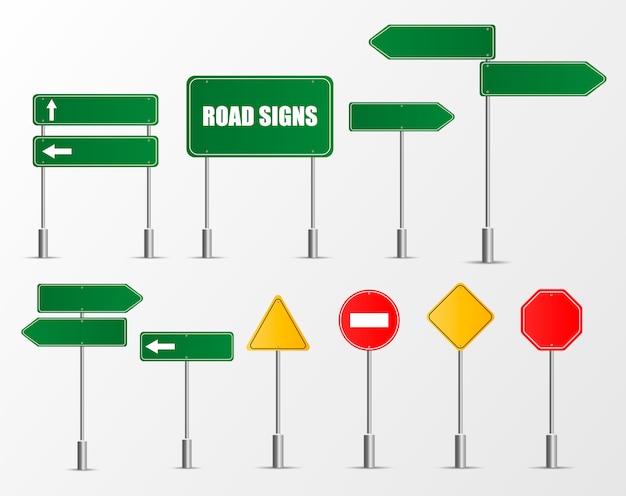 Ensemble De Panneaux De Signalisation Isolés