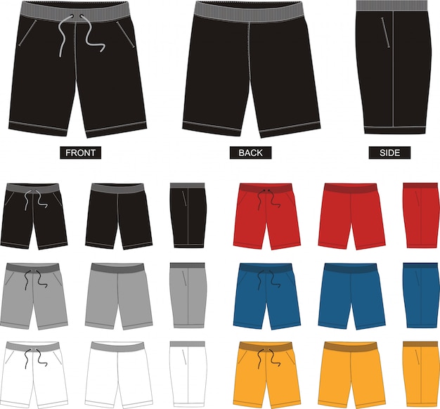 ensemble de pantalons courts dans différentes positions