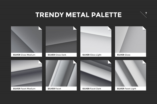 Ensemble Pantone Palette Dégradé Argent