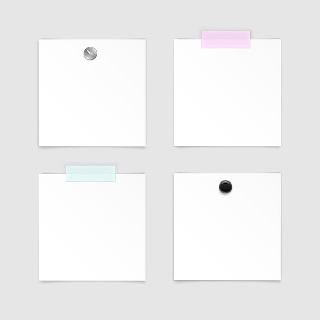 Ensemble De Papier Autocollant Sticky Note Post Memo Label Sur Fond Blanc