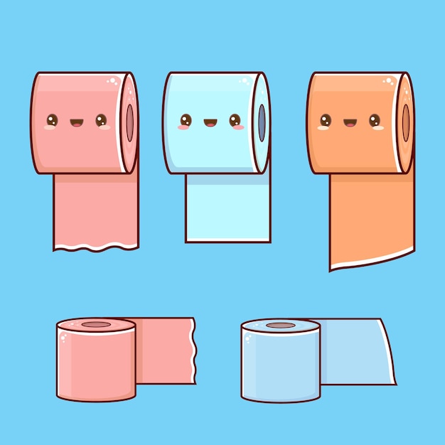 Vecteur ensemble de papier toilette mignon dessin animé