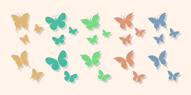 Ensemble De Papillon Rétro Fulcolor Art Vectoriel Gratuit