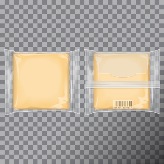 Vecteur ensemble de paquet de fromage carré.