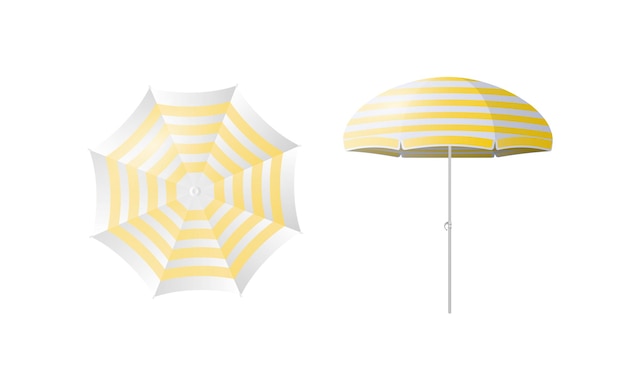 Ensemble De Parasol De Plage Isolé Sur Blanc