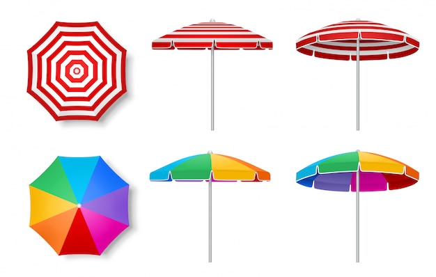 Vecteur ensemble de parasols colorés