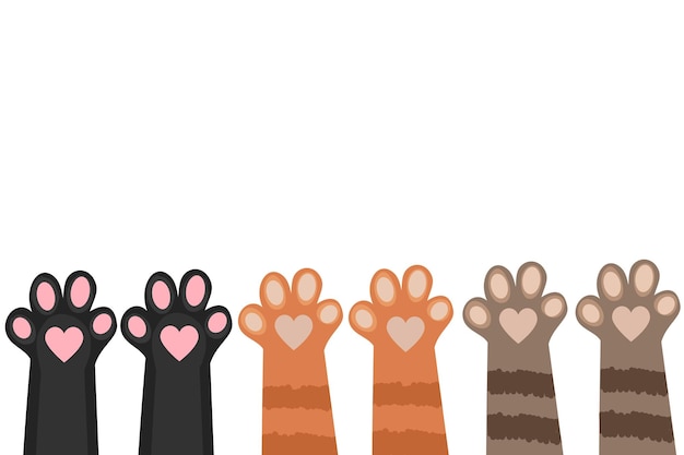 Ensemble de pattes de chat mignon illustration vectorielle