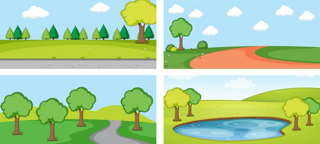 Ensemble de paysage plat