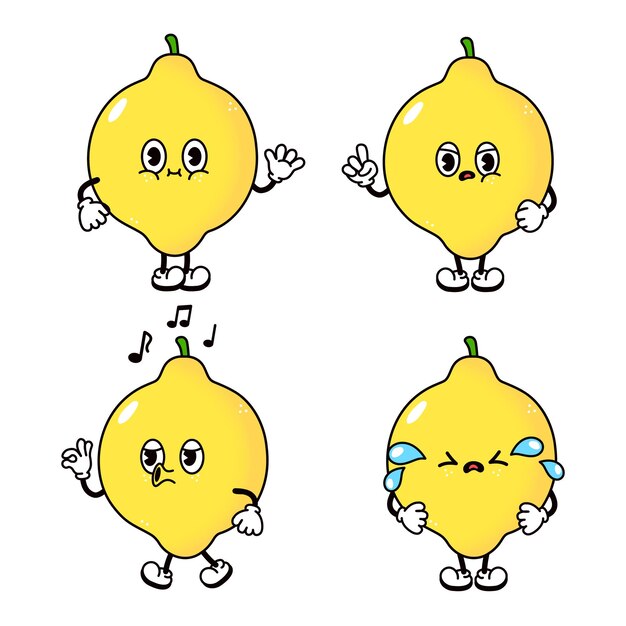 Ensemble de personnages amusants et mignons de citron