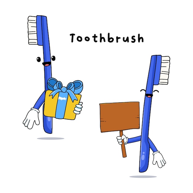 Vecteur ensemble de personnages de mascotte de dessin animé mignon brosse à dents