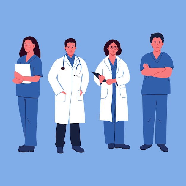 ensemble de personnages de médecins masculins et féminins dans un style plat de dessin animé