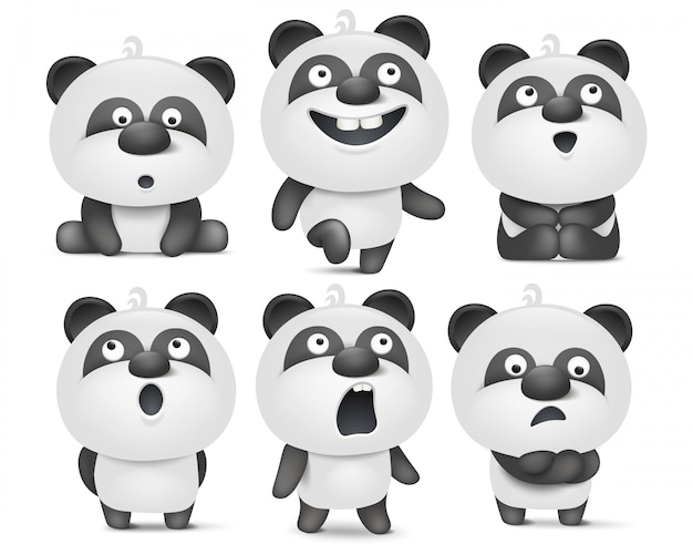 Ensemble De Personnages De Panda Mignon Avec Différentes émotions