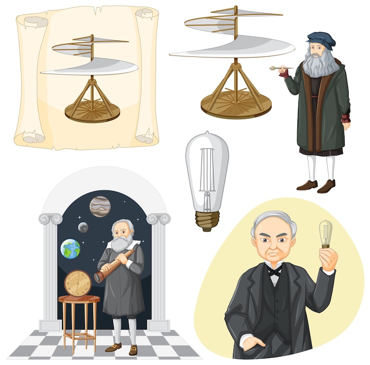 Vecteur ensemble de personnes célèbres en science