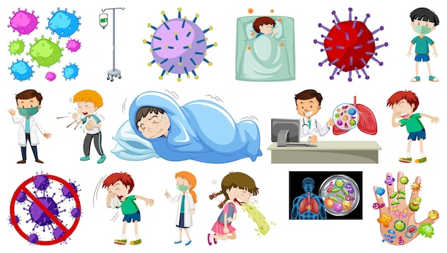 Ensemble De Personnes Malades Avec Différents Symptômes
