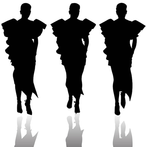 Ensemble Des Personnes Silhouette Avec Fond Blanc